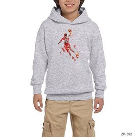 Resim Jordan 23 Artwork Gri Çocuk Kapşonlu Sweatshirt - 9-10 Yaş / Gri 