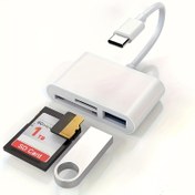 Resim SD hafıza kartı okuyucusu, USB C'den SD'ye, 3'ü 1 arada, sıcak değiştirilebilir, kolay kullanımlı, pil olmadan, iPhone 15 Pro iPad Mac MacBook Laptop Android, PC ve SD kartı için uyumlu 