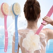 Resim 1 adet Çift Başlı Banyo Fırçası, Yumuşak Loofah, Manuel Sırt Ovmalı, Yağsız, Pilsiz, Kolay Temizlenebilir 