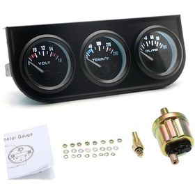 Resim Youmex 52mm 3'lü Gösterge Seti - Voltmetre, Yağ Basınç Ve Su Sıcaklığı Ölçer 12v Araçlar İçin 