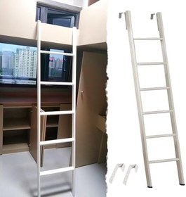 Resim Yatak Merdiveni Ayarlanabilir Tek Kişilik Yatak Ranza Merdiveni, Kancalı Metal Karavan Ranza Merdiveni, Okul Yurdu Ve Çiftlik Evi Için Yerden Tasarruf Sağlayan Çatı Katı Merdiveni(185cm/73") 