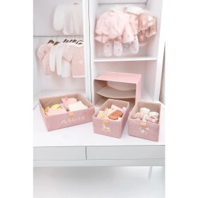 Resim 3 Bölmeli Pembe Çekmeceli Bebek Dolabı, Şık ve Kullanışlı Tasarım 