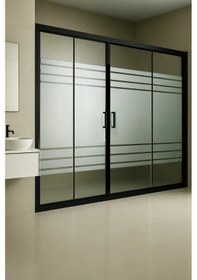 Resim Durul Duşakabin Ön Cephe Siyah Profil Desenli Cam 5mm H:190 Siyah 