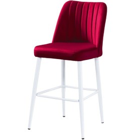 Resim Ada Sandalye - Babyface Bordo - Metal Beyaz Ayak Bordo 