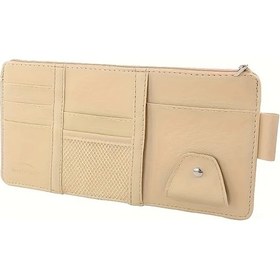 Resim Dashanshop Beige Renkli Güneşlik Kartlık Araç Saklama Çantası Kimlik Fiş Çoklu Kart Yuvası 