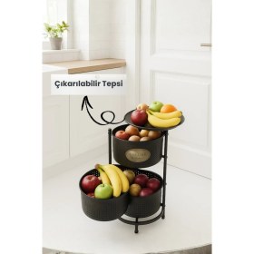 Resim Orvila Metal Sebzelik Tepsili Açılır Patates Soğan Meyvelik Sepeti Rafı 