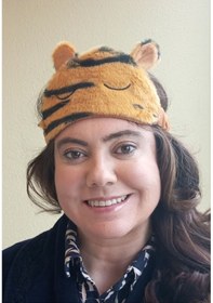 Resim Caş Dekorasyon Leopar Desenli Kulak Detaylı Peluş Uyku Bandı Çok Renkli 