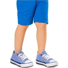 Resim Kiko Kids Tinna Bağcıklı Erkek Bebek Keten Spor Ayakkabı Kot Mavi 