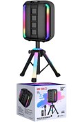 Resim Polygold Bluetooth Hoparlör Tripod Ayaklı BT/USB/TF/FM Kablosuz Mikrofon Kumanda Led Işık Woofer Tweeter 12'' 