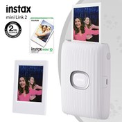 Resim Fujifilm Instax Mini Link 2 Beyaz Akıllı Telefon Yazıcısı - 10'lu Mini Film ve Çerçeve Fujifilm