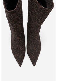 Resim Luvishoes Luvi Shoes Crow Kahverengi Desenli Sivri Burunlu Kadın Topuklu Kısa Çizme Kahverengi 