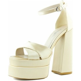Resim Erkan Saçmacı Celine Ten Saten Önü Açık Çapraz Bantlı Çift Platformlu Kalın Topuklu Abiye Ayakkabı Ten Rengi Ten 