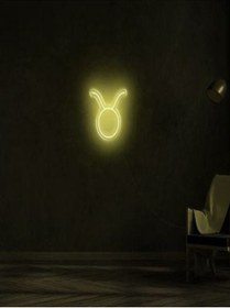 Resim BİZ BU İŞİN KEYİF KISMINDAYIZ BOĞA Burcu Sembolü Pleksi Neon Tabela 