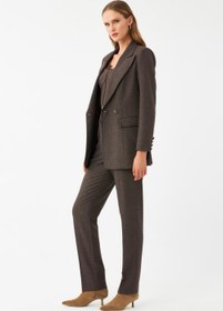 Resim Düz Kesim Blazer Ceket - 40 / Kahverengi 