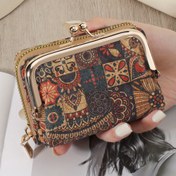 Resim Çoklu Kart Yuvalı Şık Kadın Fermuarlı Cüzdan – Günlük Kullanım için Hafif Polyester Astar, Altın Ton Çiçek Desenli Tasarım, Büyük Kapasiteli Katlanabilir El Çantası, Altın Ton Vurgularıyla İşe Gidiş-Geliş Çantası 