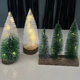 Resim Magicledcorner Yeşil Beyaz Çam Ağacı LED Işıklı Dekor 