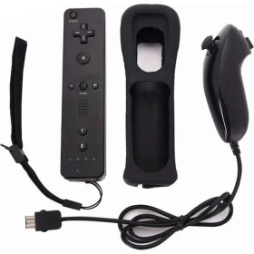 Resim Papajack Siyah-Kablosuz Gamepad Uzaktan Kumanda + Nunchuck 2 In 1 Nintendo Wii Denetleyici Joystick Silikon Kılıf (Yurt Dışından) 