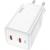 Resim More Tr Hoco N23 Çift Type-C Girişli Gan 45W Pd Hızlı Şarj Adapt-Beyaz Diğer