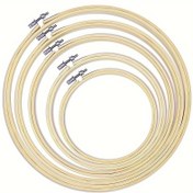 Resim 5 adet yuvarlak nakış çemberi, bambu daire çapraz nakış çemberi, 12.7 cm'den 25.4 cm'ye kadar nakış, çapraz nakış ve nakış için uygun 