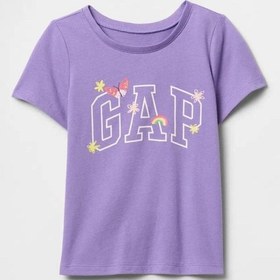 Resim Kız Bebek Gap Logo Grafikli T-shirt Mor-6001 Mor 