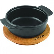 Resim Lava Döküm Demir 11 CM Demir Yekpare Çift Kulplu Yuvarlak Güveç Kabı Kayın Servis Ahşabı LV ECO GV 11 K4 