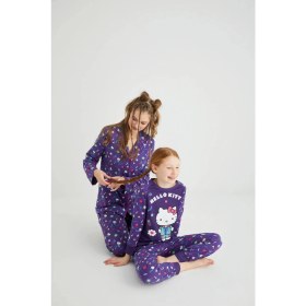 Resim Kız Çocuk Kız Uzun Kol 100% Pamuklu Pijama Takımı 