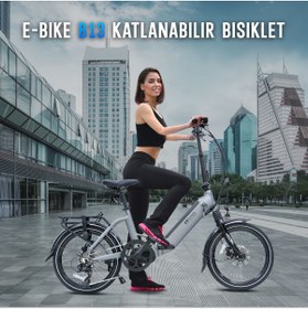 Resim AsVIVA B13M1 Ortadan Motorlu Katlanabilir Elektrikli Bisiklet – 36V Samsung Batarya, Gri, 20” Jant 