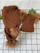 Resim machupıcchu Bebek Atkı Bere Takımı Ponponlu 