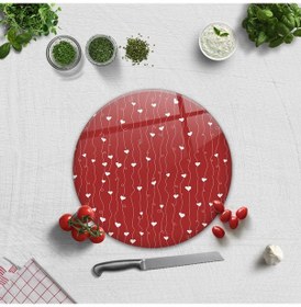 Resim Decorita Cam Kesme Tahtası | Kalpli Sarmaşık | Çap32cm 