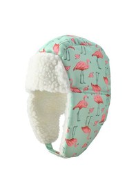 Resim Petityu Su Geçirmez Kız Çocuk Bere Eldiven Set Mint Pembe Flamingo Desenli Kayak Snowboard 4-8 Yaş Mint 
