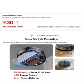 Resim Roborock 6000pa Robot Süpürge, Halı Tanıma Mop Kaldırma, 300m2 - Sonic Titreşim, LiDAR Navigasyon 