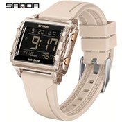 Resim Gaojunshop01 Şeffaf Kayısı Renk Sanda Erkek Spor Digital Led Işıklı Su Geçirmez Kronograf Plastik Kasa Diğer 