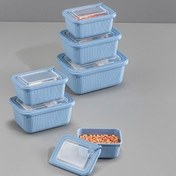 Resim 6'lı Vip Dikdörtgen Mikrodalga Ve Difrize Uygun Saklama Kabı Seti Mavi 2x(1750,1050,600 Ml) Vienev