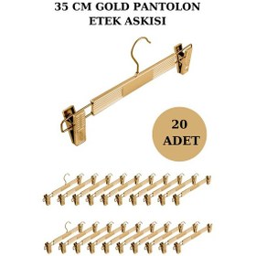 Resim 20 Adet Plastik Gold Kaplama Pantolon Askısı Etek Askısı Altın 
