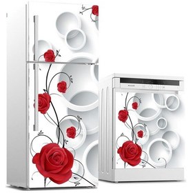 Resim Buzdolabı Ve Bulaşık Makinası Beyaz Eşya Sticker Kaplama Kırmızı (540887670) 