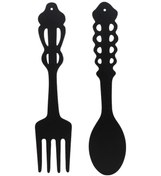 Resim Symbee Kahve Ev Dekoru: Rustik Siyah Demir Çatal-kaşık Seti, Duvar Dekorasyonu, Ev Yenileme Hediyesi, 2 Adet 