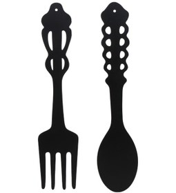 Resim Symbee Kahve Ev Dekoru: Rustik Siyah Demir Çatal-kaşık Seti, Duvar Dekorasyonu, Ev Yenileme Hediyesi, 2 Adet 