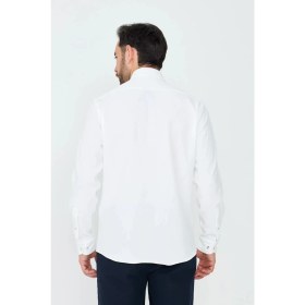 Resim White Stone Beyaz Dynamic Fit Erkek Uzun Kollu Gömlek 