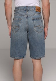 Resim Colin's Loose Straight Fit Orta Bel Düz Erkek Mid İndigo Denim Jean Şort 