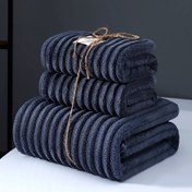 Resim Şık üç parça havlu seti - %100 polyester, ultra yumuşak ve kalın, güçlü emişli, hızlı kuruyan, tüysüz. Ev, banyo, seyahat için uygun - 350g/m² - 69,85 x 139,95 cm 
