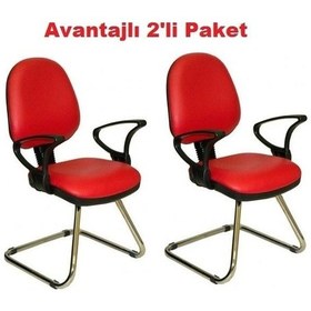 Resim Türksit Kozmo Şef Bekleme Koltuğu Avantajli 2'li Paket Z Ayak Kirmizi Kırmızı 
