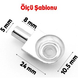 Resim Badem10 Raf Pimi Vantuzlu Cam Ahşap Metal Raf Tutucu Çivisi Mobilya Dolap Pimi (50 Adet) 