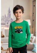 Resim Sıfır Yaka Off Road Baskılı Erkek Çocuk Sweatshirt Yeşil 