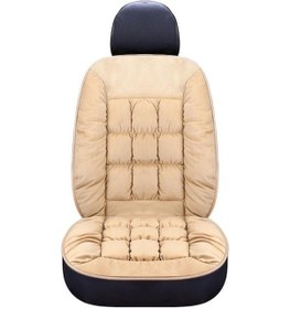 Resim Novahub Bej Koltuk Kılıfı Evrensel Ön Araba Peluş Yastık Otomatik Yumuşak Ped Mat 