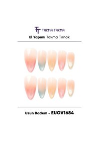 Resim Euov1684 Uzun Badem 10'lu Tekrar Kullanılabilir El Yapımı Protez Takma Tırnak S 
