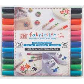 Resim Zig Fabricolor Twin Çift Uçlu Tekstil Kumaş Boyama Kalemi 24 Renk 