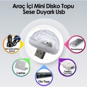 Resim Genel Markalar Araç Içi Mini Disko Topu Sese Duyarlı Usb Uyumlu Disco Topu 