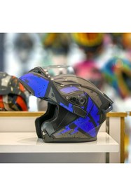 Resim Gear5 RHKC 902 Çene Açılır Vizörlü Kask Siyah Mavi 