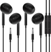 Resim 2 Paket Kablolu Kulakiçi Kulaklıklar 35-BLK1 iPhone 3.5mm Kulaklık Mikrofon ve Dahili Uzaktan Ultra Net Aramalar ve Gürültü Yok Siyah 