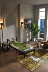 Resim Unimet Asos-s Tek Kişilik Ferforje Metal Karyola-siyah (AHŞAP LATALI) 